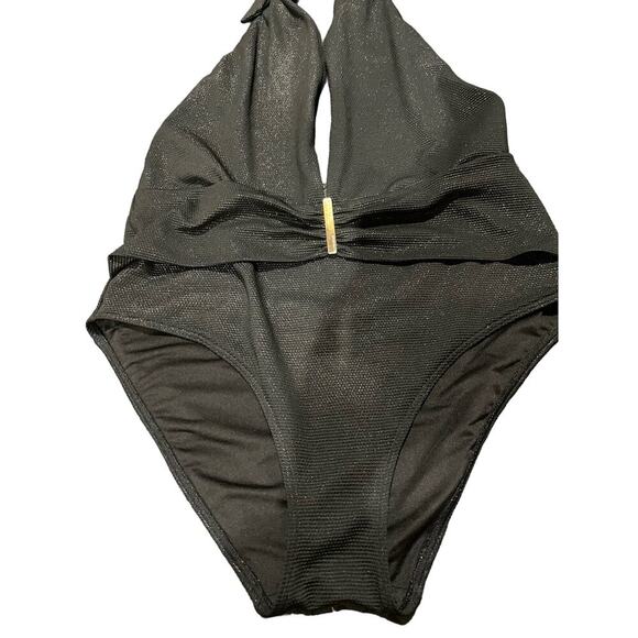 Victoria's Secret Black Sparkle Plunge Bathing Suit, Large - Picture 2 of 10